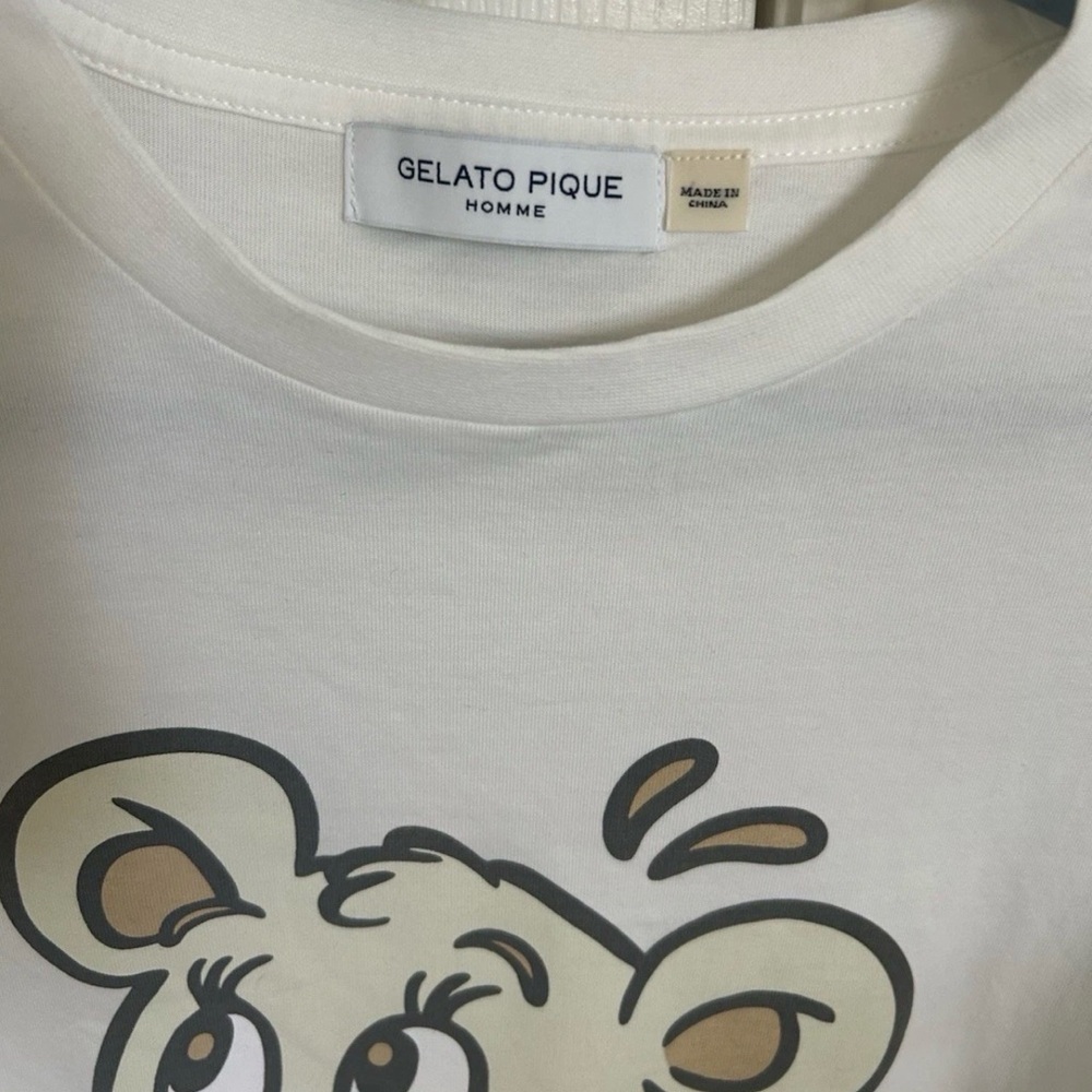 Gelato Pique Homme Cream Bear Graphic Short Sleeve T-Shirt Size Large - Picture 5 of 13